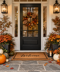 Feng Shui tips for fall with candles, autumn leaves and Metal element colors