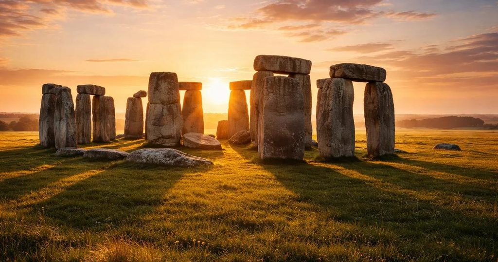 Stonehenge at sunrise.